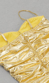 RUCHED STRAPPY MIDI DRESS IN GOLD DRESS STYLE OF CB 