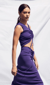 Ribbon slant collar cutout dress styleofcb 