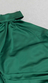 SATIN SIDE TIE MIDI DRESS IN GREEN styleofcb 