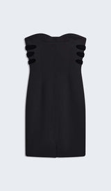 SCULPTURE BUTTON MINI DRESS IN BLACK styleofcb 