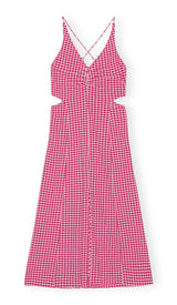 SEERSUCKER PLUNGE MAXI DRESS IN PINK DRESS STYLE OF CB 