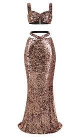 SEQUIN CLEOPATRA TWO PIECE SUIT IN METALLIC DRESS STYLE OF CB 