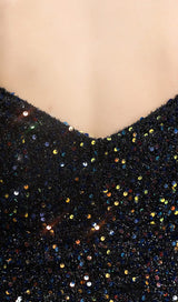 SEQUINED PLUNGE MIDI DRESS DRESS STYLE OF CB 