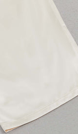 SILK COLD SHOULDER MIDI DRESS IN APRICOT DRESS STYLE OF CB 