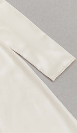 SILK COLD SHOULDER MIDI DRESS IN APRICOT DRESS STYLE OF CB 