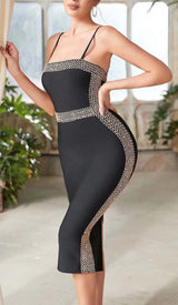 SLEEVELESS STRAP BANDAGE MIDI DRESS IN BLACK DRESS styleofcb 