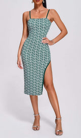 SPAGHETTI STRAP BANDAGE MIDI DRESS IN GREEN styleofcb 