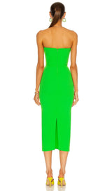 STRAPLESS BANDAGE MIDI DRESS IN GREEN Dresses styleofcb 