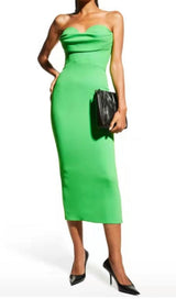 STRAPLESS BANDAGE MIDI DRESS IN GREEN Dresses styleofcb 