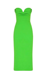 STRAPLESS BANDAGE MIDI DRESS IN GREEN Dresses styleofcb 