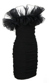 STRAPLESS LACE FLOWER MINI DRESS IN BLACK Dresses styleofcb 