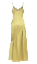 STRAPPY SATIN MIDI DRESS IN PALE OCHRE DRESS STYLE OF CB 
