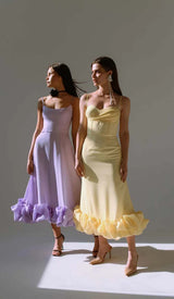 SUSPENDER A-LINE MIDI DRESS IN PURPLE DRESS STYLE OF CB 