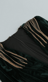 Shoulder pad fringed long gown styleofcb 