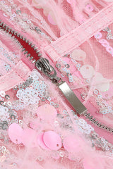 STRAPLESS SEQUINS SHINY GLITTER DRESS IN PINK Sequins Dress styleofcb 
