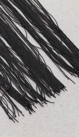 TASSEL HALTER BANDAGE MIDI DRESS IN BALCK DRESS STYLE OF CB 