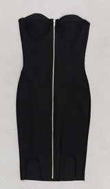 TASSEL HALTER BANDAGE MIDI DRESS IN BALCK DRESS STYLE OF CB 
