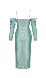 TURQUOISE SEQUIN SPLIT MIDI DRESS Dresses styleofcb 