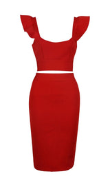 TWO PIECE SET KNIT MINI DRESS IN PINK Dresses styleofcb XS RED 