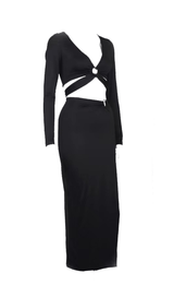 Two-piece dress with split buttocks
