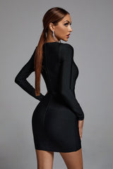 V NECK MESH MINI DRESS
