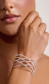 SILVER DIAMANTE LAYERED CUFF BRACELET JEWELLERY styleofcb 