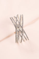 SILVER DIAMANTE LAYERED CUFF BRACELET JEWELLERY styleofcb 