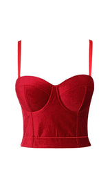 XMAS - STITCHING COLOUR VELVET CORSET styleofcb 34B/75 RED 