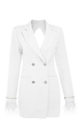 FEATHER BACKLESS SUIT MINI DRESS Dresses styleofcb S WHITE 