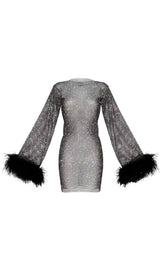 FEATHER MESH MINI DRESS IN WHITE Dresses styleofcb 