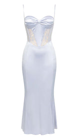 STRAPPY CORSET LACE MIDI DRESS IN LILAC DRESS STYLE OF CB 